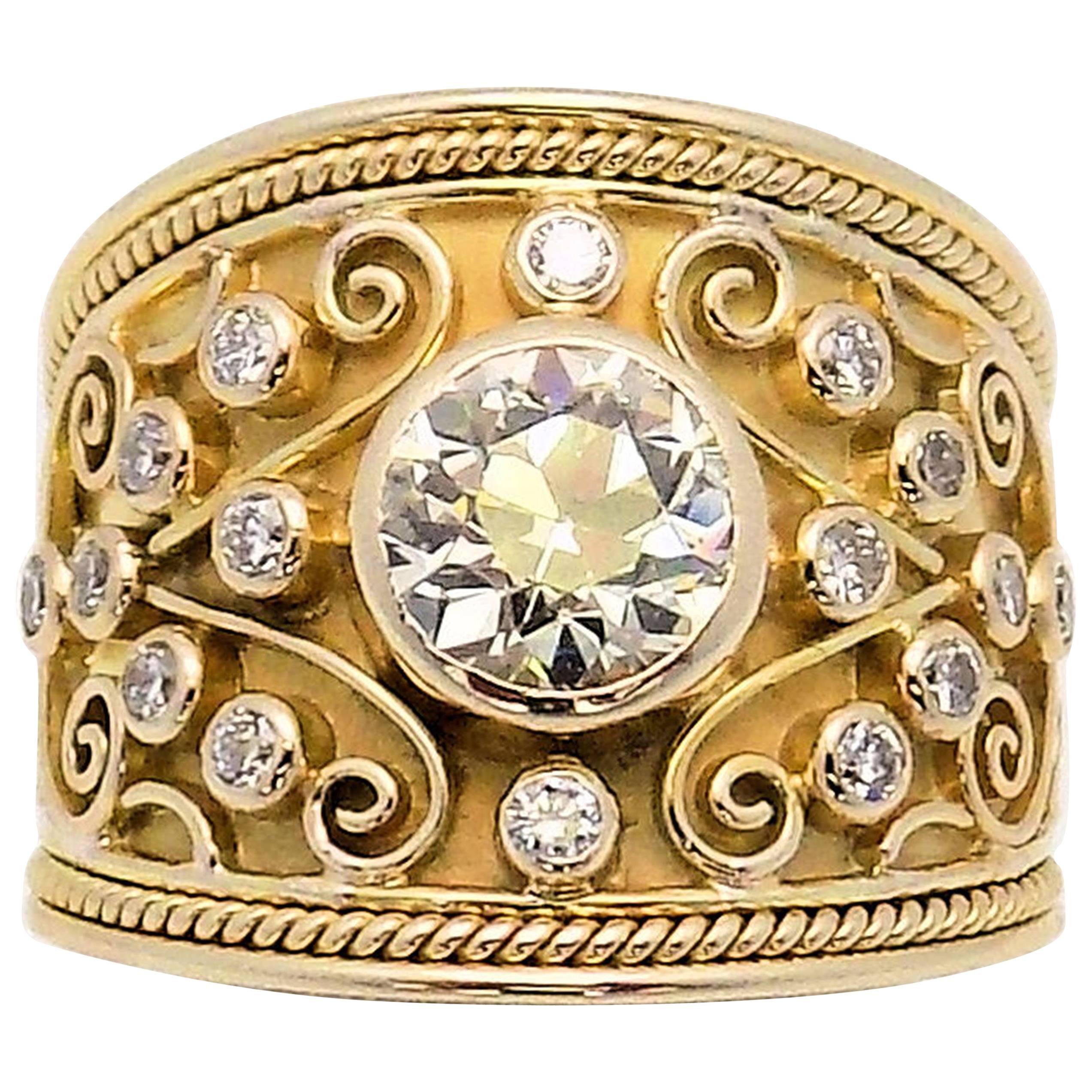 REDUCED!!! Tapered Diamond Band in 14 Karat Yellow Gold