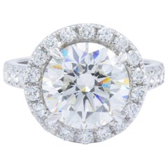 David Rosenberg 4 Carat Round H/SI2 GIA 18 Karat White Gold Diamond Ring