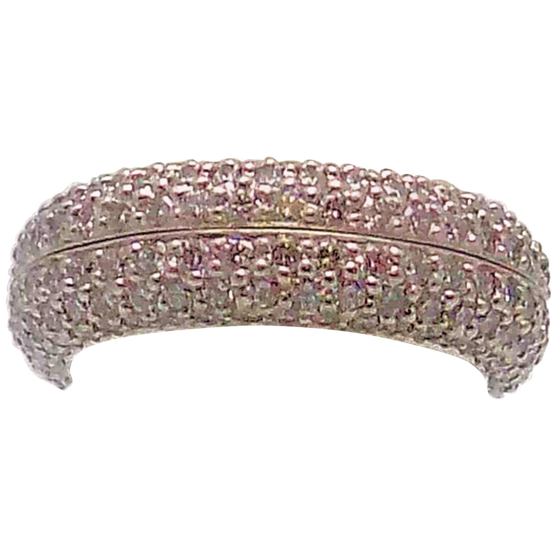 Pair of Platinum Pave' Diamond Eternity Bands by Matthew Trent For Sale