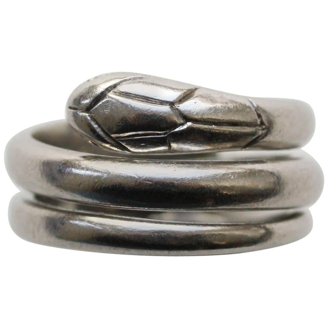 French Art Deco Platinum Snake Ring