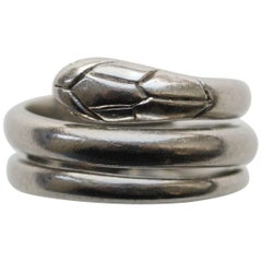 French Art Deco Platinum Snake Ring