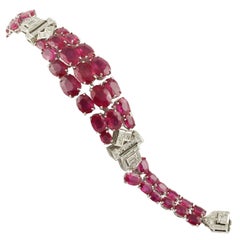 Elegant Diamond Ruby White Gold Bracelet