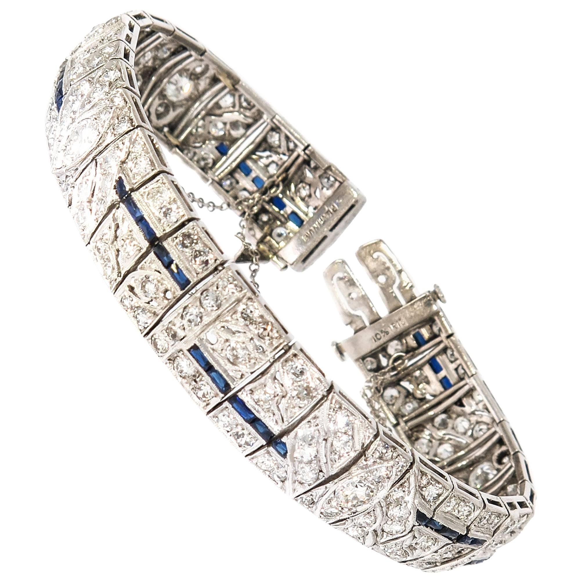 Diamond and Sapphire Platinum Bracelet