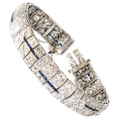 Diamond and Sapphire Platinum Bracelet