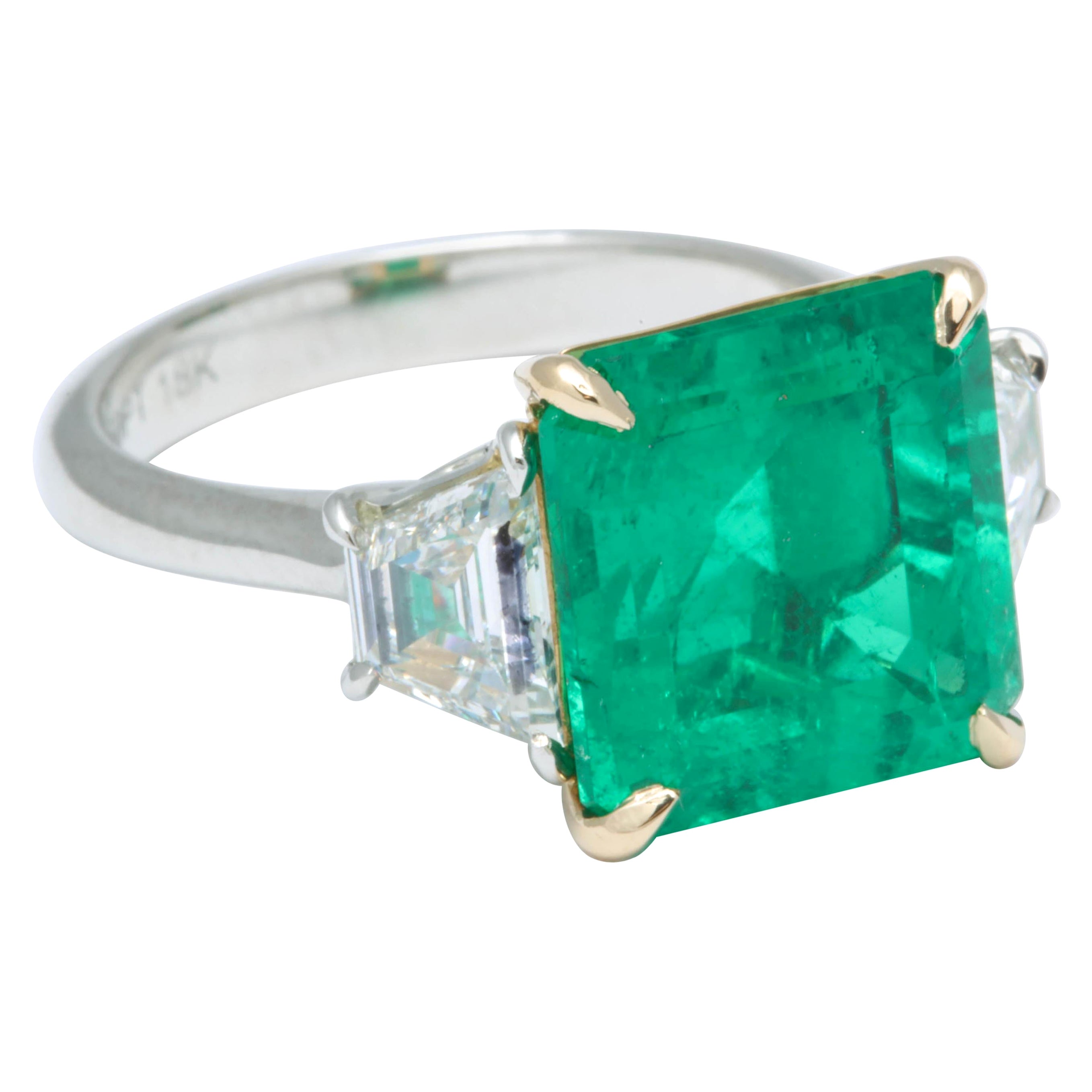 6 Carat Colombian Emerald and Diamond Ring For Sale