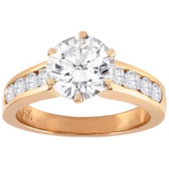 Roman Malakov Anillo de compromiso de oro rosa con diamante redondo talla brillante de 2,15 quilates