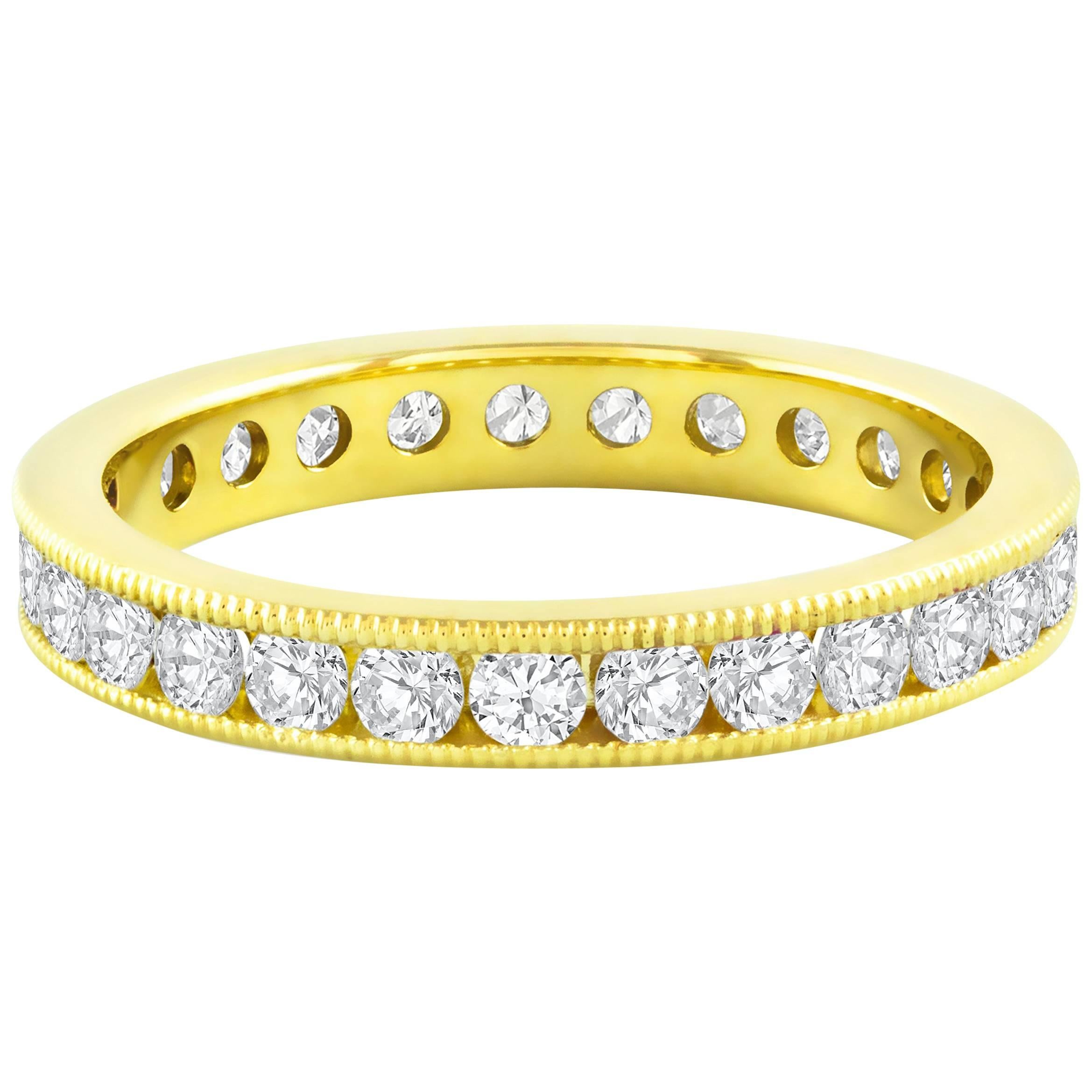 Roman Malakov 1.18 Carats Round Diamond Channel Set Eternity Wedding Band Ring For Sale