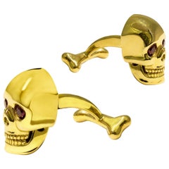 Ruby and Gold Skull Cufflinks