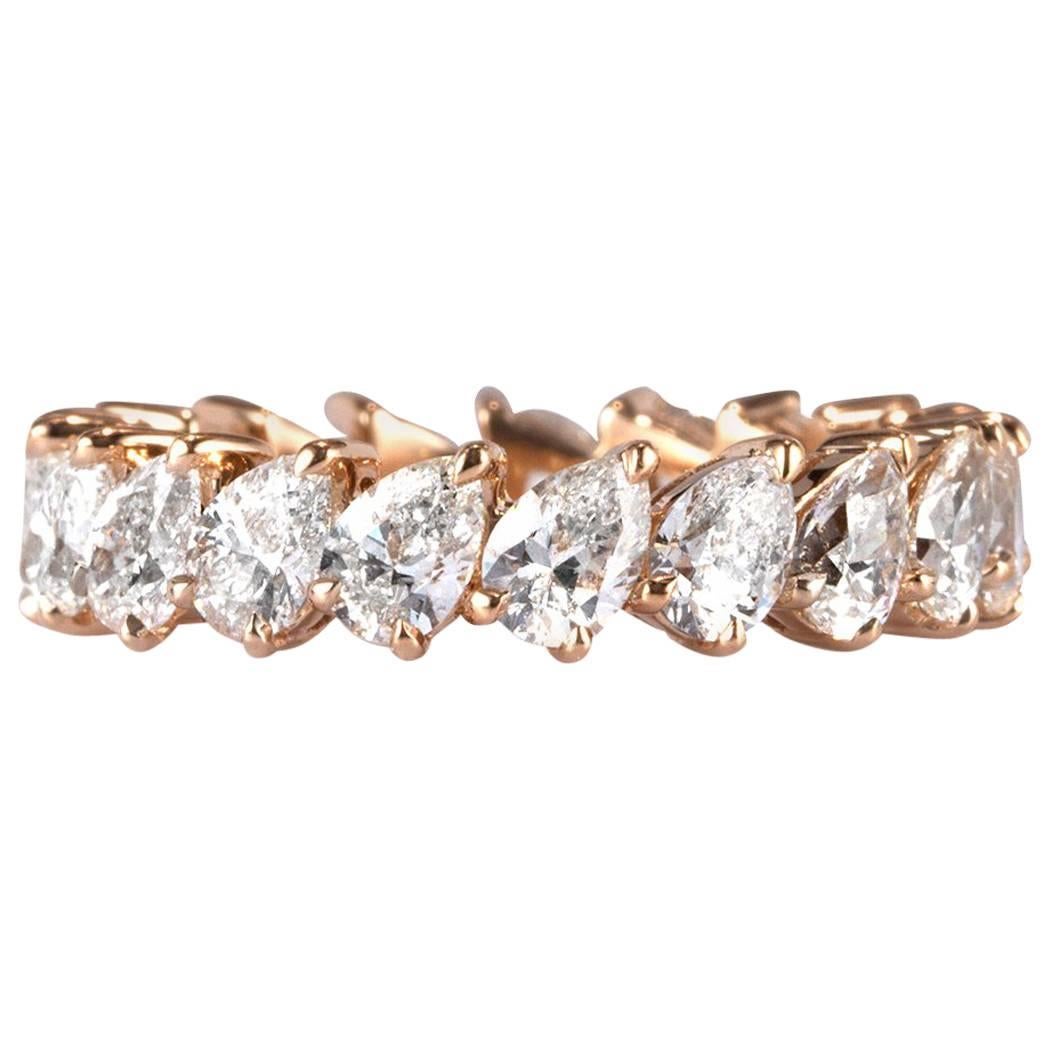 Mark Broumand 3.65 Carat Pear Shaped Diamond Eternity Band in 18 Karat Rose Gold