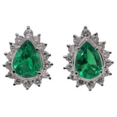Emerald Diamond Platinum Studs