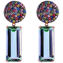 Colored Diamonds Hydro Quartz Tourmaline Earrings