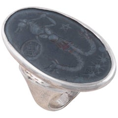 Heliotrope Intaglio Glass Ring