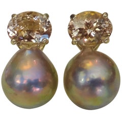 Michael Kneebone Morganite Kasumi Pearl Stud Earrings