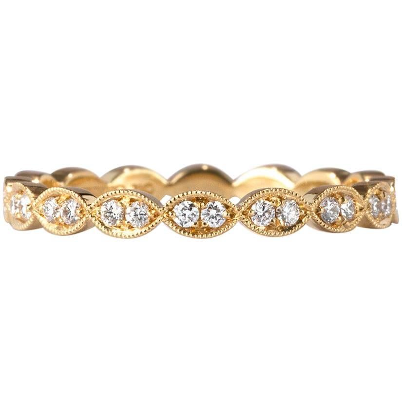 Mark Broumand 0.35 Carat Round Cut Diamond Eternity Band in 18 Karat Yellow Gold For Sale