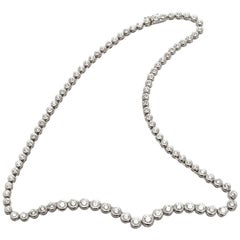 Retro 7.00 Carat Diamond Platinum Tube Set Tennis Necklace