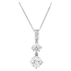 2.58 Carat Diamond Platinum Pendant Drop Necklace