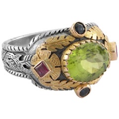 Emma Chapman Peridot Blue Sapphire Ruby Yellow Gold Ring