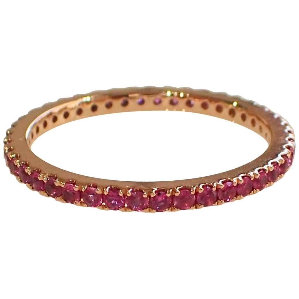 18 Karat Rose Gold Eternity Band with 0.60 Carat of Ruby