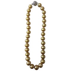 Golden Pearl and Diamond Necklace
