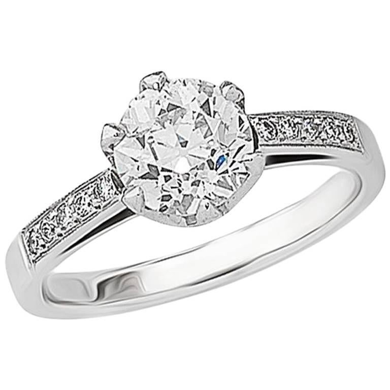  1.67ct Old European Round-Cut Diamond Ring For Sale