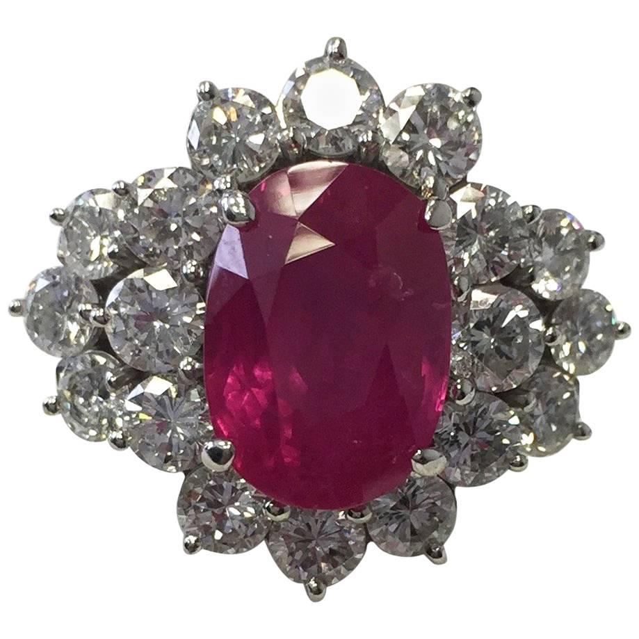 Oval Pink Sapphire and Diamond Cocktail Ring in Platinum