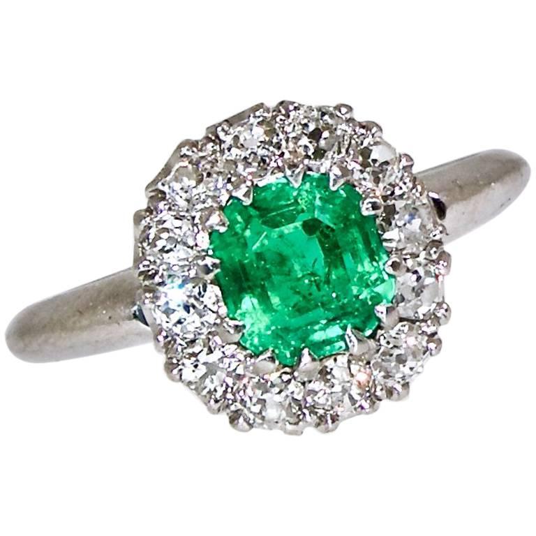 Platinum, Emerald and Diamond Ring, circa 1935