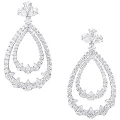 White Diamonds, White Gold, Classic, Bridal Dangle Earrings