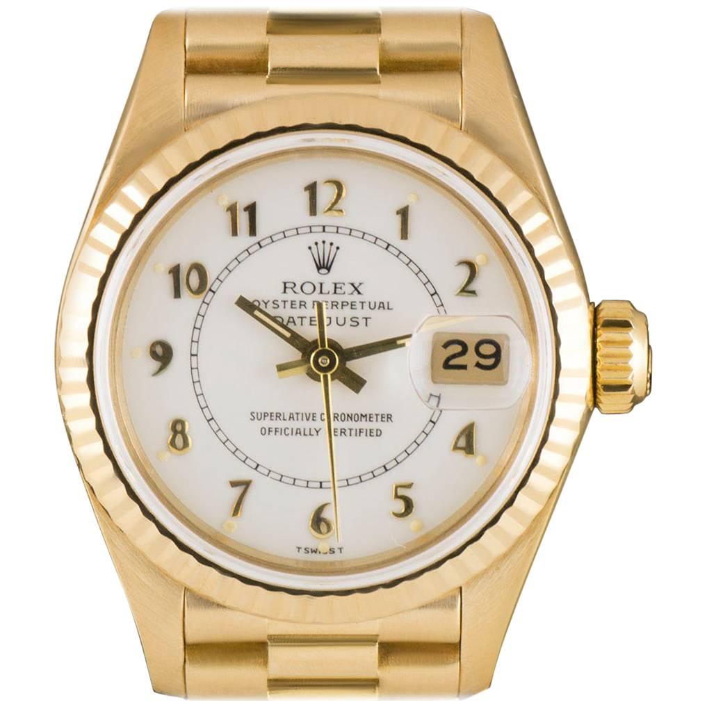 Rolex Datejust Ladies Gold Cream Enamel Boiler Gauge Dial 69178 Automatic Watch