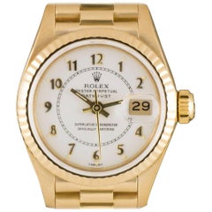 Vintage Rolex Datejust Ladies Gold Cream Enamel Boiler Gauge Dial 69178 Automatic Watch