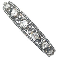 19th Century Old and Rose Cut Diamond Bangle Bracelet