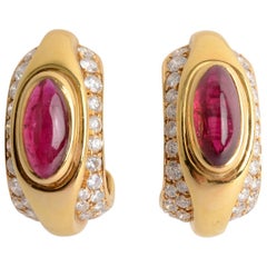 Vintage Bulgari Ruby and Diamond Earrings