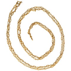 Vintage Handmade Long Gold Chain Necklace