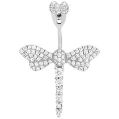 Earring Dragonfly in White Gold 18 Karat and Diamonds