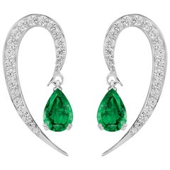Liv Luttrell Full Curve White Gold and Diamond Emerald Earrings