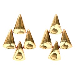 14 Karat Gold Pierced Lever Back Chandelier Earrings Italian Vintage