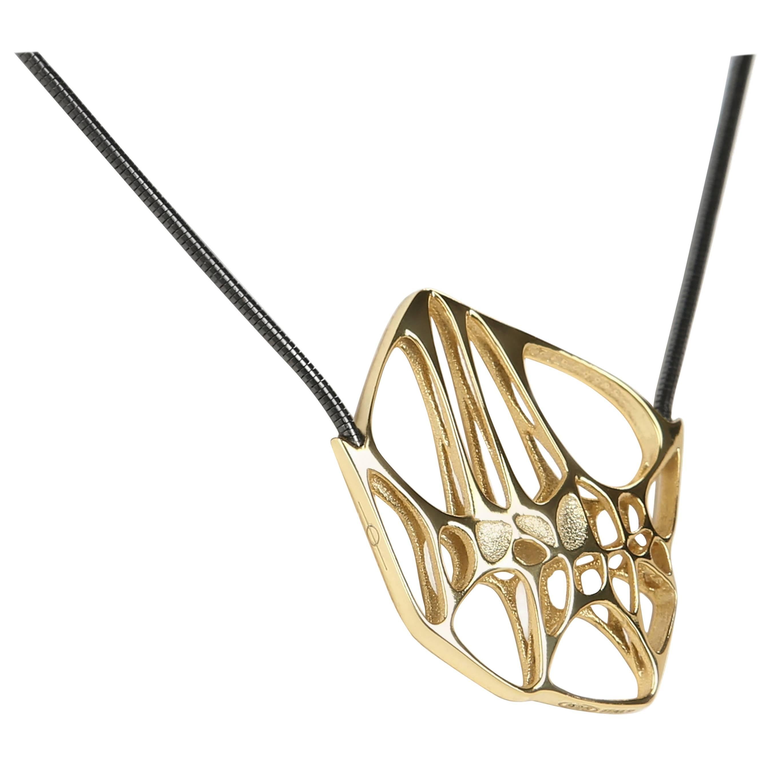 FLOWEN: 18 Karat Gold Halskette mit Hexa XS-Anhänger aus Sterlingsilber   im Angebot