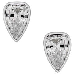 Bezel Set Pear Shape Diamond Stud Earrings