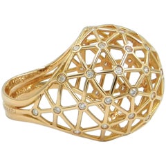 18 Karat Rose Gold Garavelli Globe Ring with Diamonds