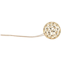 18 Karat Rose Gold Garavelli Globe Pendant with Black Diamonds and Chain