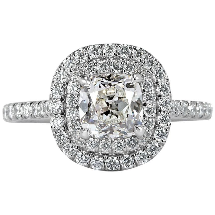 Mark Broumand 1.73 Carat Old Mine Cut Diamond Engagement Ring For Sale