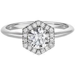 Rachel Boston 18 karat White Gold White Round Diamond Halo Engagement Ring
