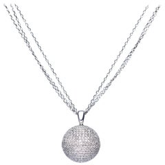 2.20 Carat Pave Set Round Brilliant Diamonds 18 Karat Gold Necklace Pendant