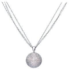 2.20 Carat Pave Set Round Brilliant Diamonds 18 Karat Gold Necklace Pendant