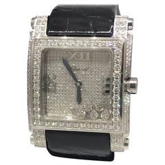 Chopard Happy Sport Square II Pave Diamond Dial and Bezel Ladies Watch 28/3571