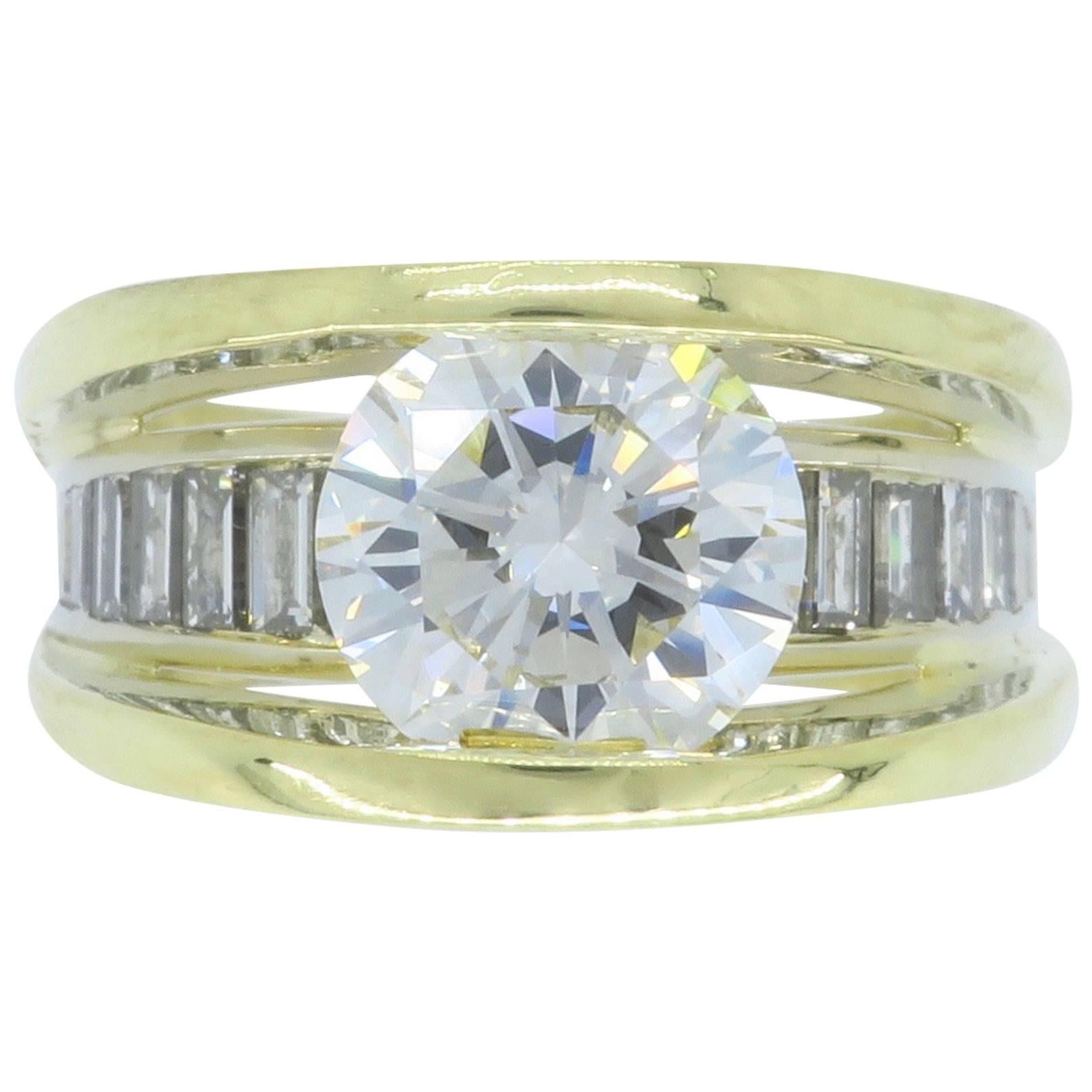 GIA Certified 3.22 Carat Diamond Engagement Ring in 18 Karat Gold