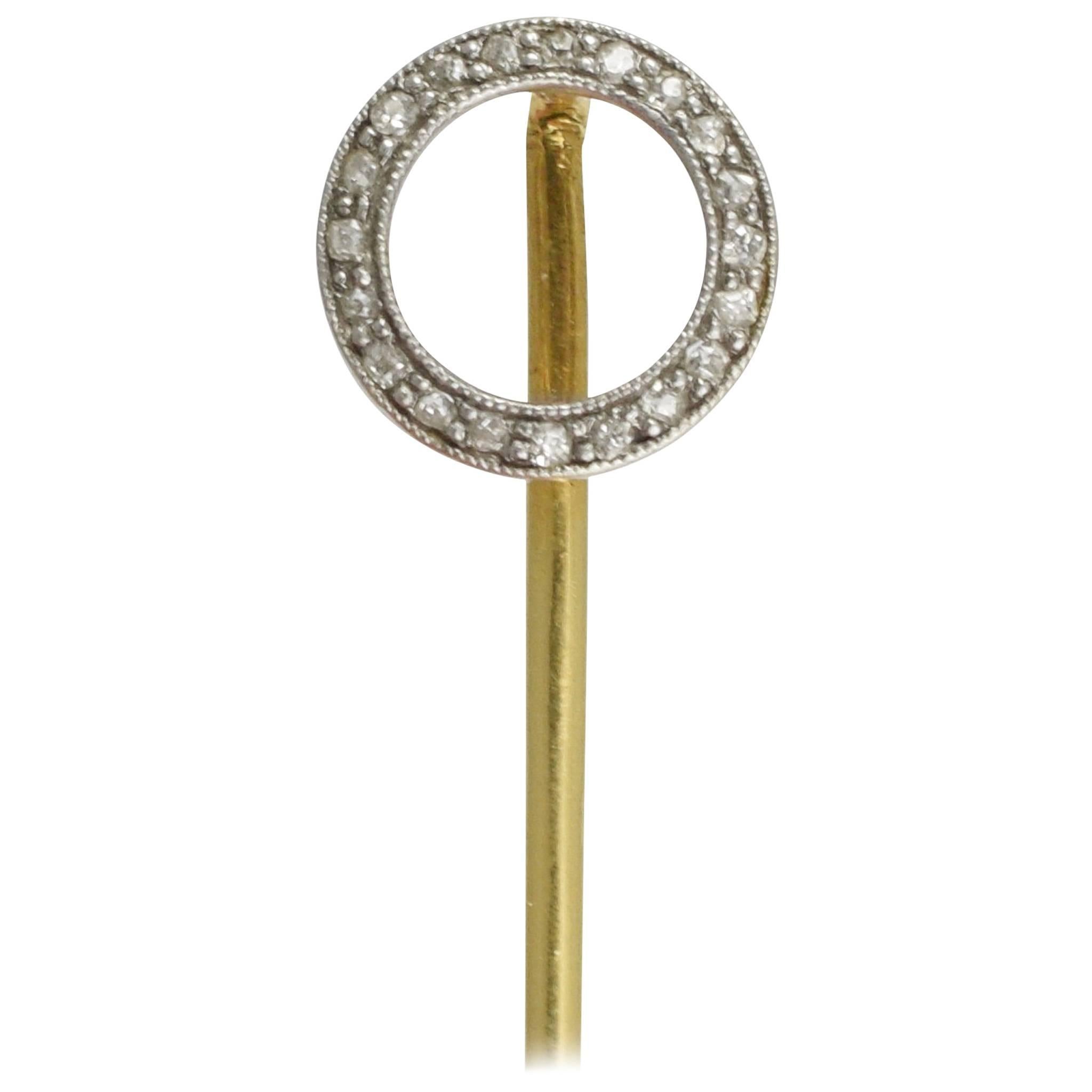 Art Deco Diamond Halo Stick Pin