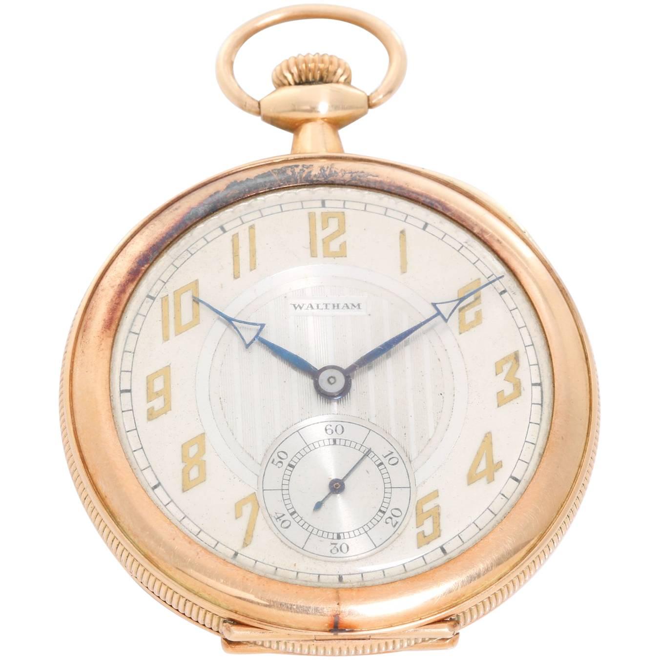American Watch Co. Yellow Gold Waltham Presentation Manual Pocket Watch For Sale