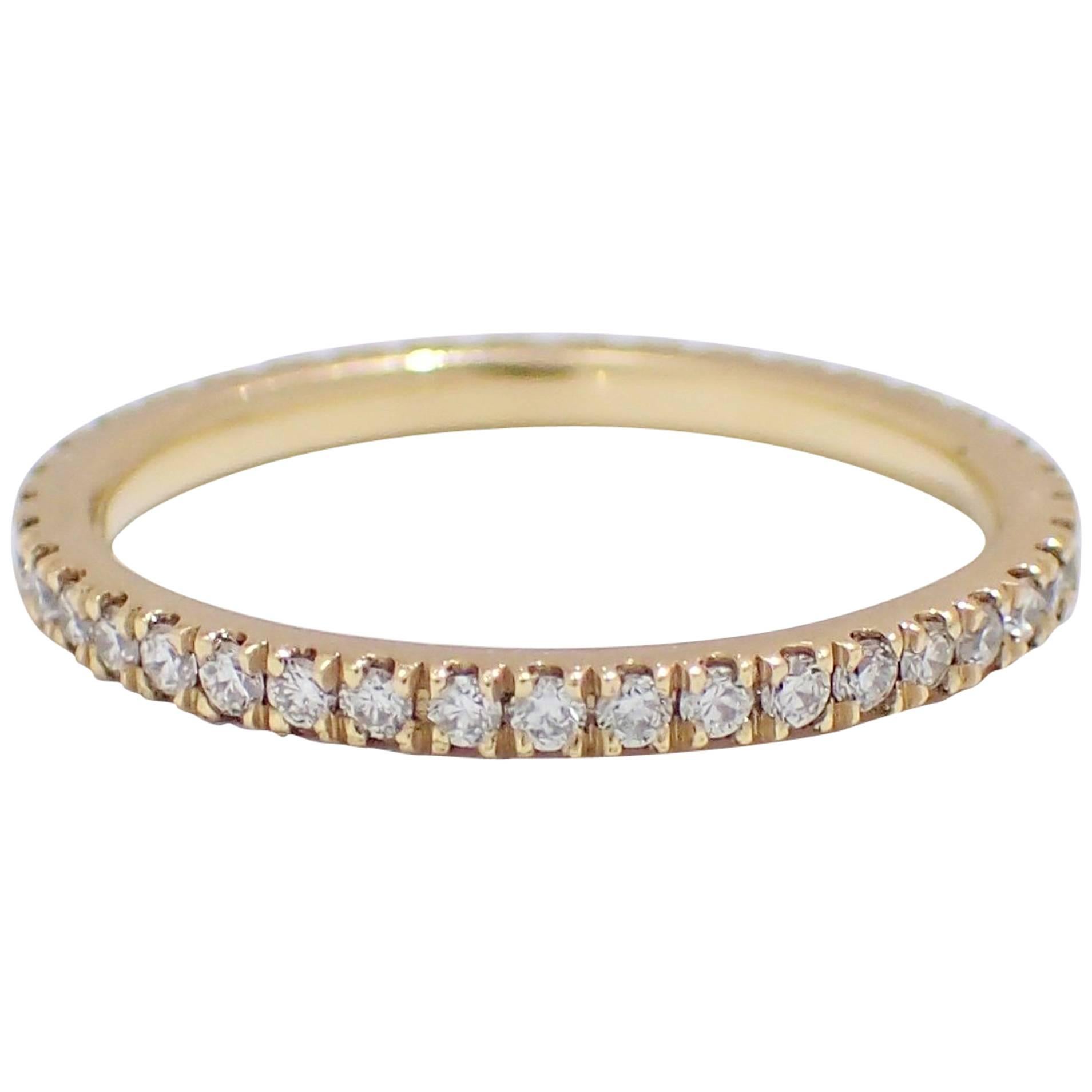 18 Karat Yellow Gold, Stackable, Thin Eternity Band with 0.40 Carat of Diamond For Sale