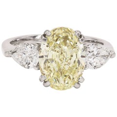 GIA Certified Natural Light Yellow 3.82 Carat Oval Chardonnay Diamond® Ring
