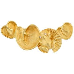 18k Yellow Gold Water Lily Pin/Pendant by John Landrum Bryant